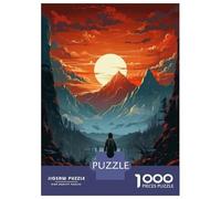 Puzzle De 1000 Pièces pour Adultes Mountain Sunset Hiking Poster Puzzle, Jouet, Décoration Murale, Difficile Et Stimulant 70x50cm/1000pcs