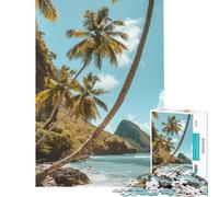 Puzzle de 1000 pièces pour Adultes Murmures côtiers de Sainte-Lucie Décoration Murale Anti-Stress Cadeau d'anniversaire ou de Voyage (38x26cm)