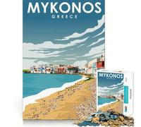 Puzzle de 1000 pièces pour Adultes,Mykonos,Art du Voyage Grec,Assemblage Lisse,Casse-tête logique Amusant,Jeu Occasionnel,scène de Noël (38x26cm)