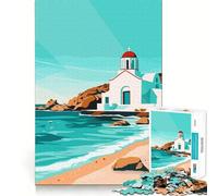 Puzzle de 1000 pièces pour Adultes Mykonos Grèce en Bord de mer Jeu d'articulation Fin et Amusant,défi Intelligent,Jeu Calme et divertissant,Cadeau d'anniversaire ou Loisir (38x52cm)