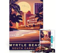 Puzzle de 1000 pièces pour Adultes,Myrtle Beach,Caroline du Sud,découpe Impeccable,Jeu de Concentration Amusant,Cadeau Gratuit,Cadeau d'anniversaire Amusant (38x26cm)