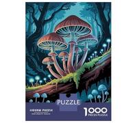 Puzzle De 1000 Pièces pour Adultes Mystical Mushroom Forest Illustration Adolescents Puzzles Anti-Stress Jeux Difficiles Défi Activités Amusantes À La Maison 38x26cm/1000pcs