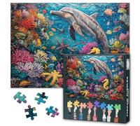 Puzzle de 1000 pièces pour adultes - Natation dauphins dans le récif de corail - Puzzle de 1000 pièces pour adultes et enfants à partir de 9 ans - Jeu d'adresse - Monde sous-marin - Dimensions