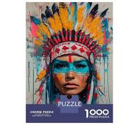 Puzzle De 1000 Pièces pour Adultes Native American Indian Art Print-3 Puzzle Jouet Décoration Murale Une Œuvre d'art Cadeaux Uniques pour Anniversaire Et Noël 38x26cm/1000pcs