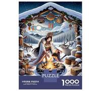 Puzzle De 1000 Pièces pour Adultes Native American Winter Scene Puzzle pour Adolescents : Améliore La Mémoire, Activités Ludiques À La Maison, Cadeaux Anti-Stress 70x50cm/1000pcs