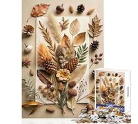 Puzzle de 1000 pièces pour Adultes,Nature Morte automnale avec éléments naturels,Jouet,décoration Murale,œuvre d'art,Cadeau,Jeu éducatif avec Poster et fiche de Questions Assortis,Format 50x75cm