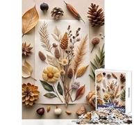Puzzle de 1000 pièces pour Adultes Nature Morte automnale avec éléments séchés Jeu Anti-Stress Cadeau Amusant Casse-tête Renforce l'amour au Sein du Couple Dimensions 50x75cm