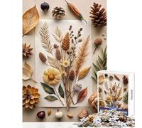 Puzzle de 1000 pièces pour Adultes, Nature Morte automnale avec éléments séchés, Jouet décoratif Mural, Cadeau, Jeu éducatif avec Poster et fiche de Questions Assortis, Format 38x26cm