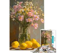 Puzzle de 1000 pièces pour Adultes Nature Morte Florale aux Citrons Jeu de réflexion pour Adultes Améliore la mémoire Cadeau Original pour Un Anniversaire ou Noël (Dimensions 38x52cm)