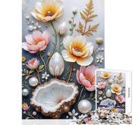 Puzzle de 1000 pièces pour Adultes Nature Morte Florale avec Perles Jeu à Monter soi-même Cadeau d'anniversaire Jeu Familial idéal pour décorer Un Bureau Dimensions 50x75cm