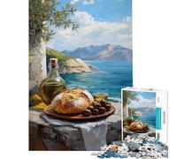Puzzle de 1000 pièces pour Adultes Nature Morte méditerranéenne Difficile et Stimulant Une œuvre d'art Jeu éducatif Convient aux Personnes de 14 Ans et Plus (38x52cm)