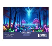Puzzle De 1000 Pièces pour Adultes Neon Forest Animals Adolescents Puzzles Anti-Stress Jeux Difficiles Défi Activités Amusantes À La Maison 52x38cm/1000pcs