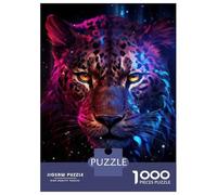 Puzzle De 1000 Pièces pour Adultes Neon Leopard Wall Art Print-1 Puzzle Jouet Décoration Murale Une Œuvre d'art Cadeaux Uniques pour Anniversaire Et Noël 52x38cm/1000pcs