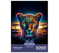 Puzzle De 1000 Pièces pour Adultes Neon Leopard Wall Art Print Puzzle pour Adolescents : Améliore La Mémoire, Activités Ludiques À La Maison, Cadeaux Anti-Stress 52x38cm/1000pcs