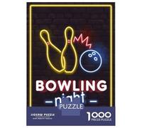 Puzzle De 1000 Pièces pour Adultes Neon Light Bowling Night Puzzles pour Adultes, Jeux De Société, Découpe De Précision, Cadeaux pour Les Amis Et La Famille 38x26cm/1000pcs