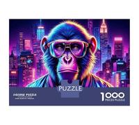 Puzzle De 1000 Pièces pour Adultes Neon Monkey Cityscape Puzzles pour Adultes, Jeux De Société, Découpe De Précision, Cadeaux pour Les Amis Et La Famille 38x26cm/1000pcs