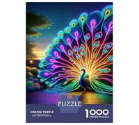 Puzzle De 1000 Pièces pour Adultes Neon Peacock Garden Decor Puzzle, Jouet, Décoration Murale, Difficile Et Stimulant 52x38cm/1000pcs