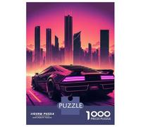 Puzzle De 1000 Pièces pour Adultes Neon Retro Sports Car Adolescents Puzzles Anti-Stress Jeux Difficiles Défi Activités Amusantes À La Maison 70x50cm/1000pcs