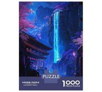 Puzzle De 1000 Pièces pour Adultes Neon Sakura Waterfall Art Puzzles pour Adolescents Jeu De Réflexion Améliore La Mémoire Défi Éducatif 70x50cm/1000pcs