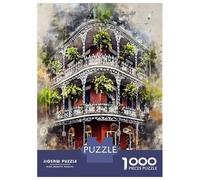 Puzzle De 1000 Pièces pour Adultes New Orleans in Watercolor Puzzle pour Adultes, Jeu De Réflexion, Assemblage De Motifs, Difficile Et Stimulant 52x38cm/1000pcs
