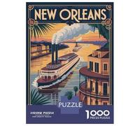 Puzzle De 1000 Pièces pour Adultes New Orleans Riverboat Travel Puzzles pour Adolescents - Course De Vitesse Manuelle - Difficile Et Stimulant - Cadeaux De Noël Et d'anniversaire 70x50cm/1000pcs