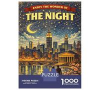 Puzzle De 1000 Pièces Pour Adultes New York City Nightscape with Couple Puzzle Pour Adolescents - Niveau Difficile - Chaque Pièce Est Unique - Jeu Amusant Et Stimulant Pour Toute La Famille 52x38cm/10
