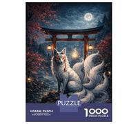 Puzzle De 1000 Pièces pour Adultes Nine-Tailed Fox in Japanese Landscape Puzzles pour Adultes - Jeu De Réflexion Amusant Et Humoristique, Difficile Et Stimulant 52x38cm/1000pcs