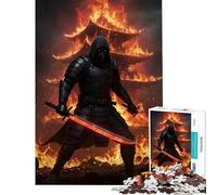 Puzzle de 1000 pièces pour Adultes Ninja en feu aux épées Rouges Jeu éducatif et ludique décoration intérieure pour Un Père Noël Secret (38x52cm)