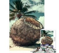 Puzzle de 1000 pièces pour Adultes Noix de Coco sur la Plage Décoration intérieure Jouet Cadeau d'anniversaire Jeu Impossible Chaque pièce est Unique Dimensions 38x52cm