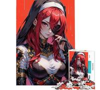 Puzzle de 1000 pièces pour Adultes Nonne rousse avec Cache-œil Stimule Le Cerveau Décoration intérieure Jouet éducatif À partir de 14 Ans (38x52cm)