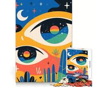 Puzzle de 1000 pièces pour Adultes Nuit dans Le désert Yeux Art Abstrait Minimaliste surréaliste Jeu de réflexion créatif et Facile Cadeau de Loisirs Festif (50x75cm)