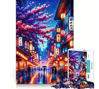 Puzzle de 1000 pièces pour Adultes Nuit de cerisiers en Fleurs Jeu de précision et de Coordination mentale Amusant Cadeau Artistique de Noël (38x26cm)
