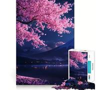 Puzzle de 1000 pièces pour Adultes Nuit de cerisiers en Fleurs Jeu de précision et de Coordination mentale Amusant Cadeau Artistique de Noël (38x26cm)