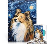 Puzzle de 1000 pièces pour Adultes Nuit du Berger des Shetland Jouets de Jeu pour Cadeau Familial Jeu de défi Unique 50x70cm