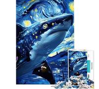 Puzzle de 1000 pièces pour Adultes Nuit étoilée et Requin Jeu éducatif de 1000 pièces Défi Stimulant Jeu de réflexion Familial (38x26cm)