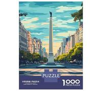 Puzzle De 1000 Pièces pour Adultes, Obelisco De Buenos Aires Illustration, Activité Relaxante, Idée Cadeau Noël, Pièces Haute Qualité, 38x26cm/1000pcs