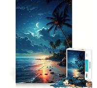 Puzzle de 1000 pièces pour Adultes Océan Bleu et Ciel Nocturne Jeu aux Bords Parfaits,Casse-tête,Jeu d'attente,scène de Noël (50x75cm)