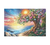 Puzzle De 1000 Pièces pour Adultes Océan Coucher de Soleil Arbre de Vie 75x50cm Adapté À La Famille Idéal pour Rassemblements Soirées Amis Activité De Groupe Amusante