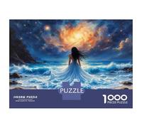 Puzzle De 1000 Pièces pour Adultes Ocean Dreams A Woman in White Dress on The Beach Puzzle pour Adultes, Jouet Anti-Stress Amusant Et Humoristique, Idéal comme Cadeau 70x50cm/1000pcs