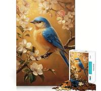 Puzzle de 1000 pièces pour Adultes Oiseau Bleu en Fleurs,décor élégant et Facile à Nettoyer,activité cérébrale Amusante,Moment de détente et de Loisirs,Cadeau Festif (38x26cm)