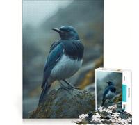 Puzzle de 1000 pièces pour Adultes, Oiseau Bleu et Blanc sur Rocher, Jeu de Construction, Interaction Parent-Enfant, Collection d'artistes, Beaux-Arts 38x52cm