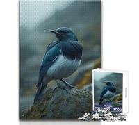 Puzzle de 1000 pièces pour Adultes - Oiseau Bleu et Blanc sur Un Rocher - Casse-tête Amusant et éducatif pour Toute la Famille - Dimensions : 50x75cm