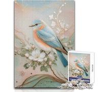 Puzzle de 1000 pièces pour Adultes - Oiseau Bleu Oriental sur Une Branche Fleurie - Un Passe-Temps paisible et satisfaisant - Assemblage Parfait - Découpe de précision - Dimensions:38x52cm