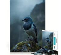 Puzzle de 1000 pièces pour Adultes Oiseau Chanteur Bleu dans Les Montagnes brumeuses,Jeu d'ajustement précis,Cadeau de réflexion,Moment de détente,Jeu Amusant pour Un Anniversaire (38x26cm)