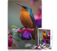 Puzzle de 1000 pièces pour Adultes - Oiseau coloré sur Fleur de Fuchsia - Profitez de Moments de Calme et de sérénité - Découpe de Haute précision - Jeu de Loisirs créatifs - Dimensions:38x26cm