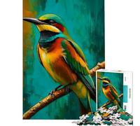 Puzzle de 1000 pièces pour Adultes Oiseau guêpier sur Une Branche Peinture Défi intellectuel Jeu addictif Décoration Murale Idée Cadeau (Dimensions 75x50cm)