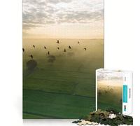 Puzzle de 1000 pièces pour adultes - Oiseau vole dans le ciel orange - Bords précis - Art - Jeu de réflexion - Cadeau pour des heures confortables - 50 x 75 cm