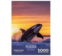 Puzzle De 1000 Pièces pour Adultes Orca Leaping Sunset in ICY Waters Puzzle Adulte, Jouet, Décoration Murale, Difficile, Cadeau d'anniversaire, Cadeaux, 52x38cm/1000pcs