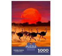 Puzzle De 1000 Pièces pour Adultes Ostriches Running at Sunset Puzzle pour Adolescents Analyse Et Logique Aide À Stimuler Le Cerveau Idéal comme Cadeau pour Toute La Famille 70x50cm/1000pcs