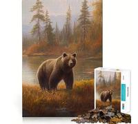Puzzle de 1000 pièces pour Adultes Ours Brun en Laponie Jeu de précision et d'adresse mentale Idéal pour se détendre et Passer Un Moment agréable Cadeau Artistique de Noël (50x75cm)